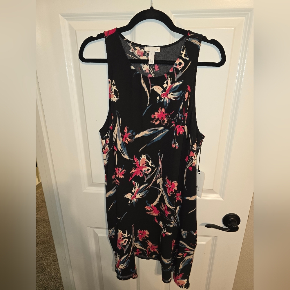 Leith Floral Shift Dress Black Size L NWT - Picture 6 of 7